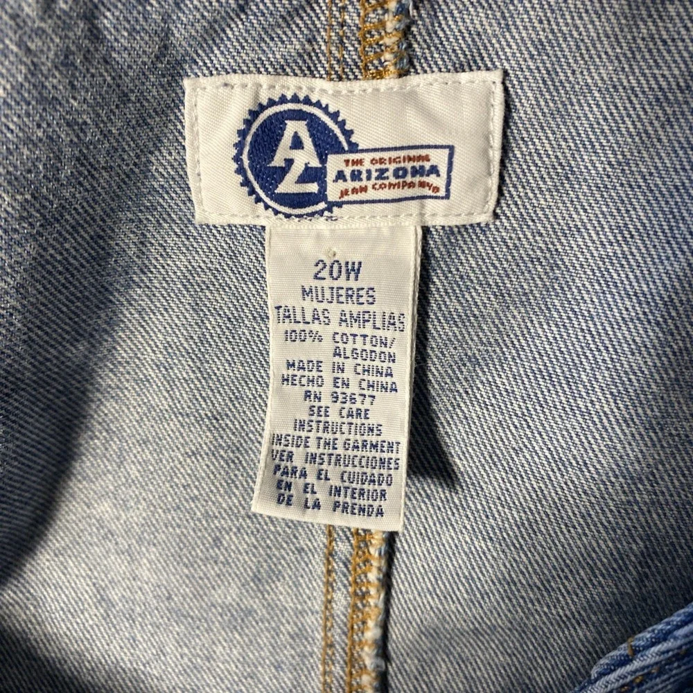 Vintage Arizona Jumper Dress 20W Blue Denim Knee Length Front Pockets Overall - Picture 6 of 6